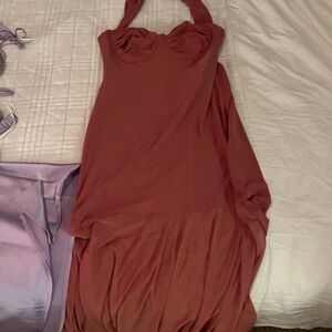 Elegant Halter Neck Dress in pink